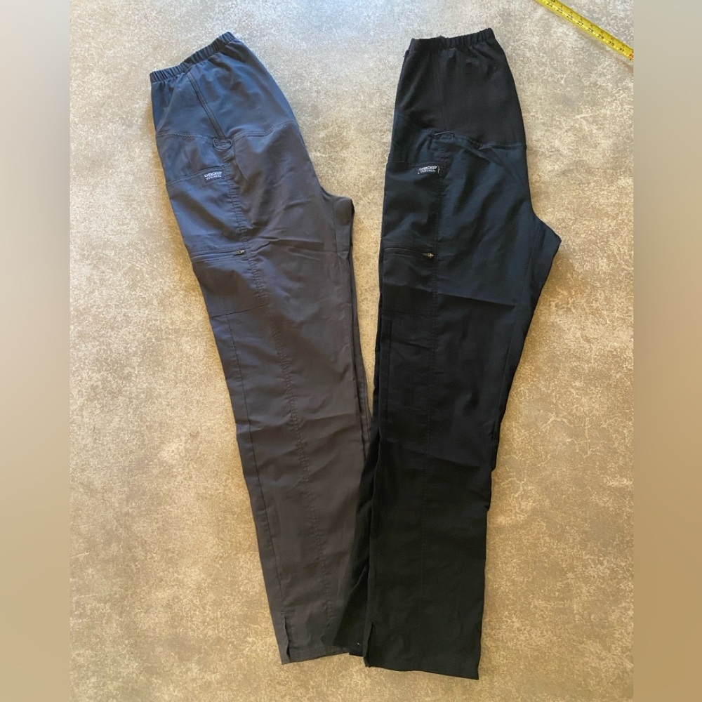 Cherokee Workwear Maternity Bundle of Black and Gray Boot Cut Scrubs M Tall
